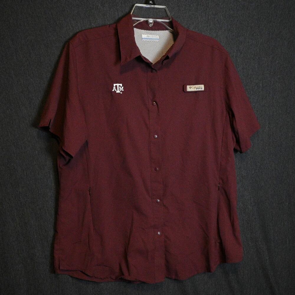 Columbia PFG Women's XL Texas A&M Fishing Shirt Button Up Vented Red Outdoors